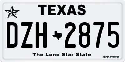 TX license plate DZH2875