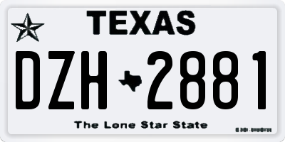 TX license plate DZH2881