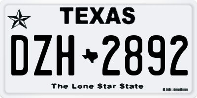 TX license plate DZH2892