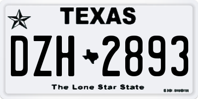 TX license plate DZH2893