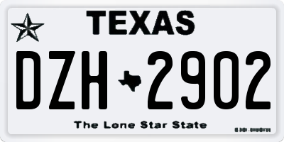 TX license plate DZH2902