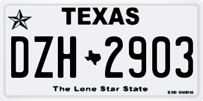 TX license plate DZH2903