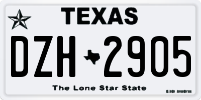 TX license plate DZH2905