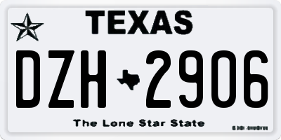 TX license plate DZH2906