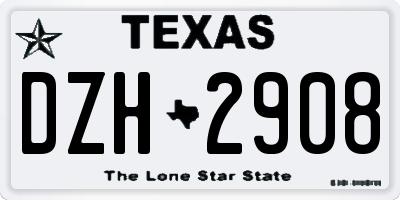 TX license plate DZH2908
