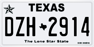 TX license plate DZH2914