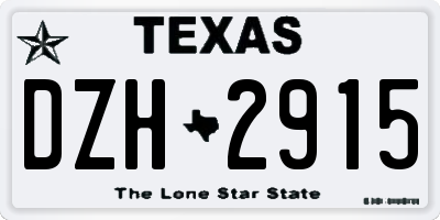 TX license plate DZH2915