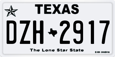 TX license plate DZH2917