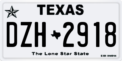 TX license plate DZH2918
