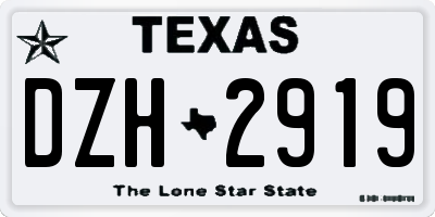 TX license plate DZH2919