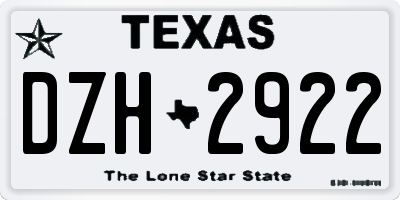 TX license plate DZH2922