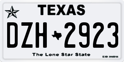 TX license plate DZH2923