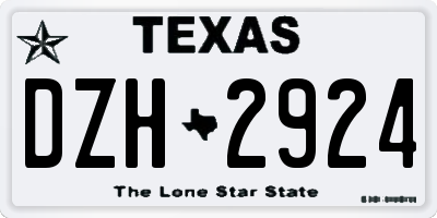 TX license plate DZH2924
