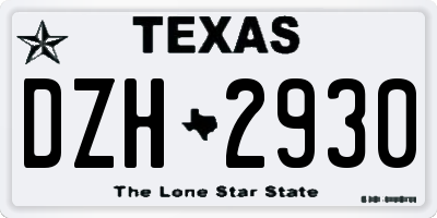 TX license plate DZH2930