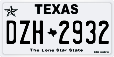 TX license plate DZH2932