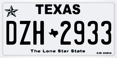 TX license plate DZH2933