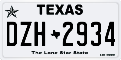 TX license plate DZH2934