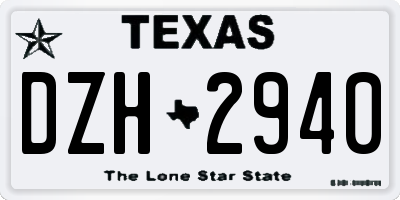 TX license plate DZH2940