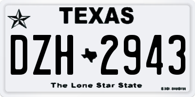 TX license plate DZH2943