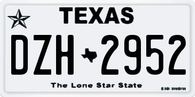 TX license plate DZH2952
