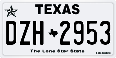 TX license plate DZH2953