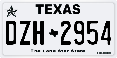 TX license plate DZH2954