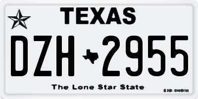 TX license plate DZH2955