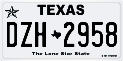 TX license plate DZH2958