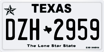 TX license plate DZH2959