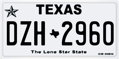 TX license plate DZH2960