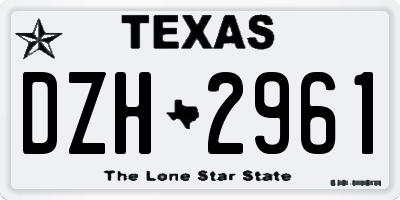 TX license plate DZH2961