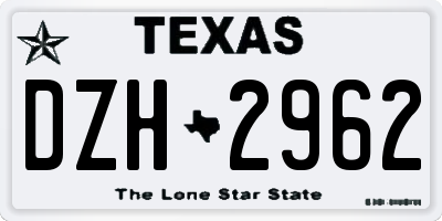 TX license plate DZH2962
