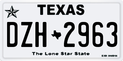 TX license plate DZH2963