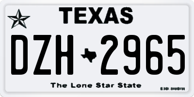 TX license plate DZH2965