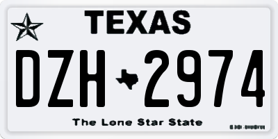 TX license plate DZH2974