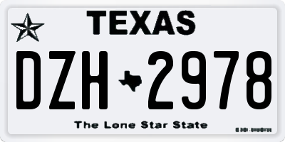TX license plate DZH2978