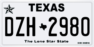 TX license plate DZH2980