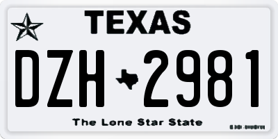 TX license plate DZH2981