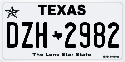 TX license plate DZH2982