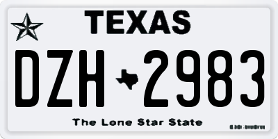 TX license plate DZH2983