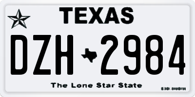 TX license plate DZH2984