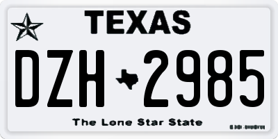 TX license plate DZH2985