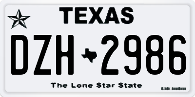 TX license plate DZH2986
