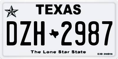 TX license plate DZH2987