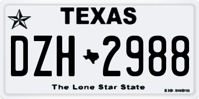 TX license plate DZH2988
