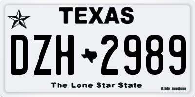 TX license plate DZH2989