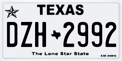 TX license plate DZH2992