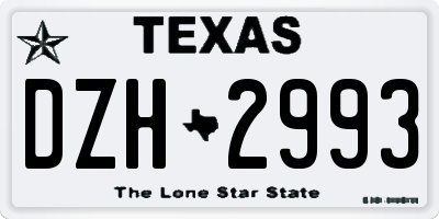 TX license plate DZH2993
