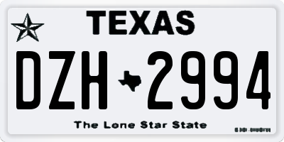 TX license plate DZH2994