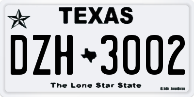 TX license plate DZH3002